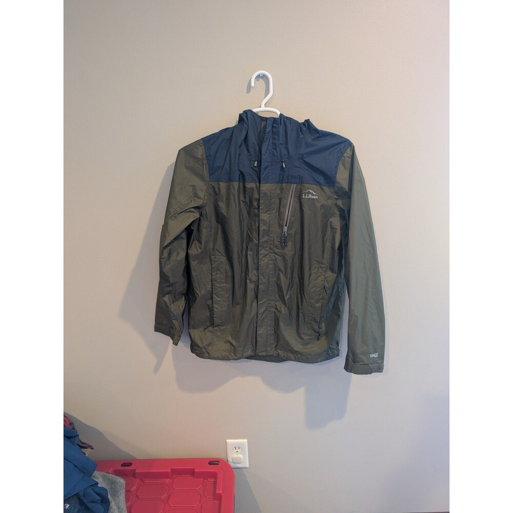 L.L. Bean Trail Model Rain Jacket Men's S Green Blue Tek Waterproof Hooded Nylon - Picture 3 of 11
